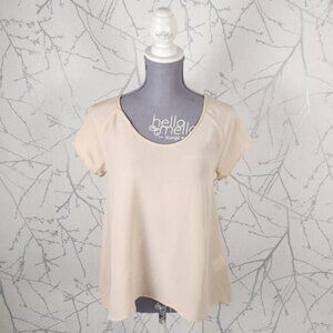Joie Ivory Cream 100% Silk Chiffon Round Neck Top Clean Girl